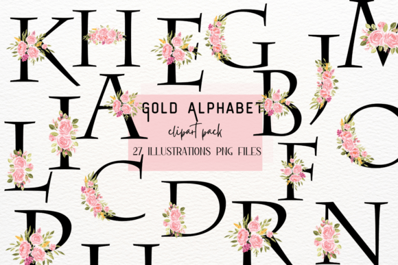 Black Letters with Watercolor Peonies