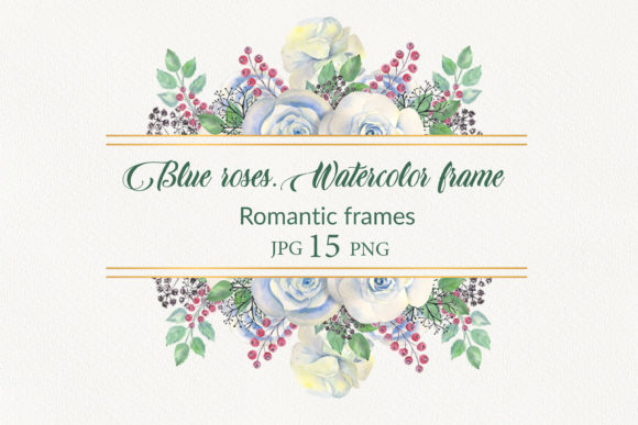 Blue Roses. Watercolor Frames
