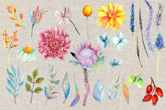 Farewell to Summer Watercolor Clip Arts and Illustrations
