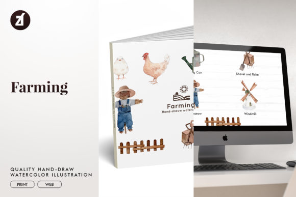 Farming Watercolor Illustration