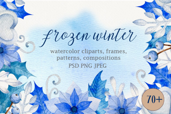 Frozen Winter Watercolor Set Illustrations
