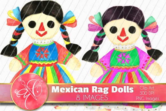 Mexican Rag Doll, Watercolor Clip Art
