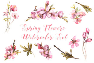 Spring Flowers Watercolor Set for Illustrations