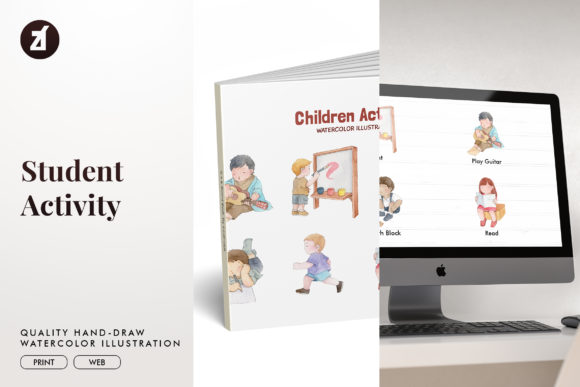 Student Activity Watercolor Illustration