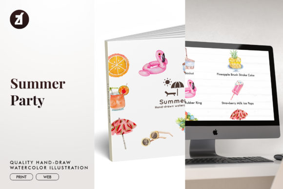 Summer Party Watercolor Illustration