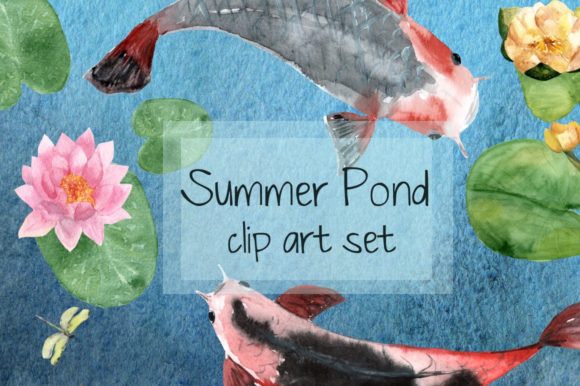 Summer Pond - Watercolor Clip Art