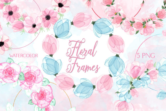 Watercolor Floral Wreaths Clipart