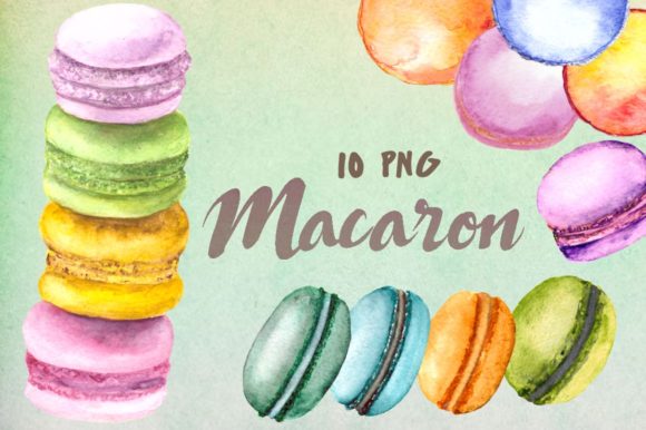 Watercolor Macaron Clip Art Set for Illustrations