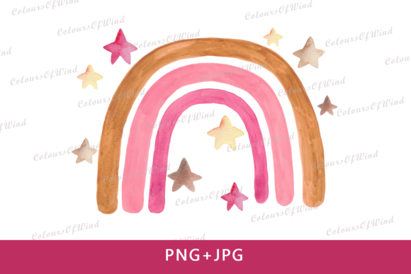Watercolor Rainbow Sublimation PNG and Illustrations