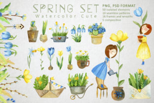 Watercolor Spring Set and Illustrations