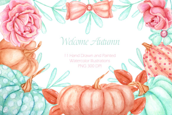 Welcome Autumn Watercolor Clip Art Set